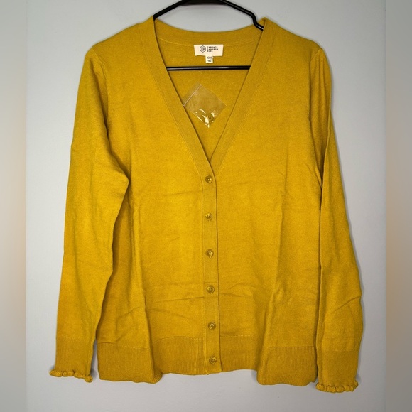 NEW Candace Cameron Bure V-Neck Cardigan Sweater Golden Olive Size XXS QVC - Picture 3 of 6